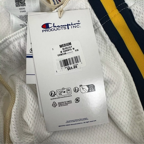 Men’s Champion Glen Rice 41 Basketball Shorts Navy Yellow Size Medium Rare Retro - Picture 8 of 11